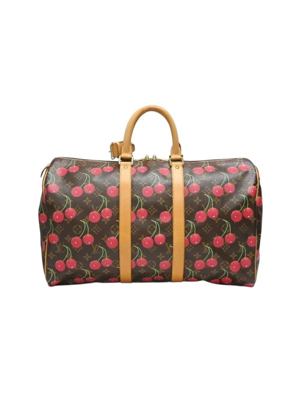 Louis Vuitton Keepall 45 Boston Bag Monogram Cherry Leather Brown Takashi